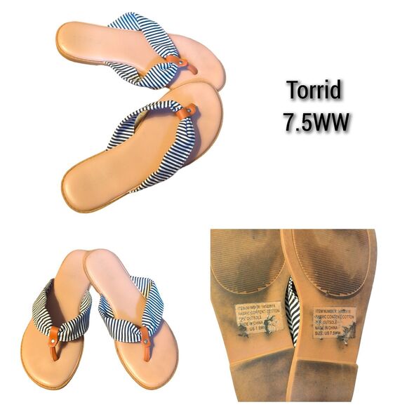 Torrid size‎ 7.5ww flip flop sandals striped - Picture 1 of 1
